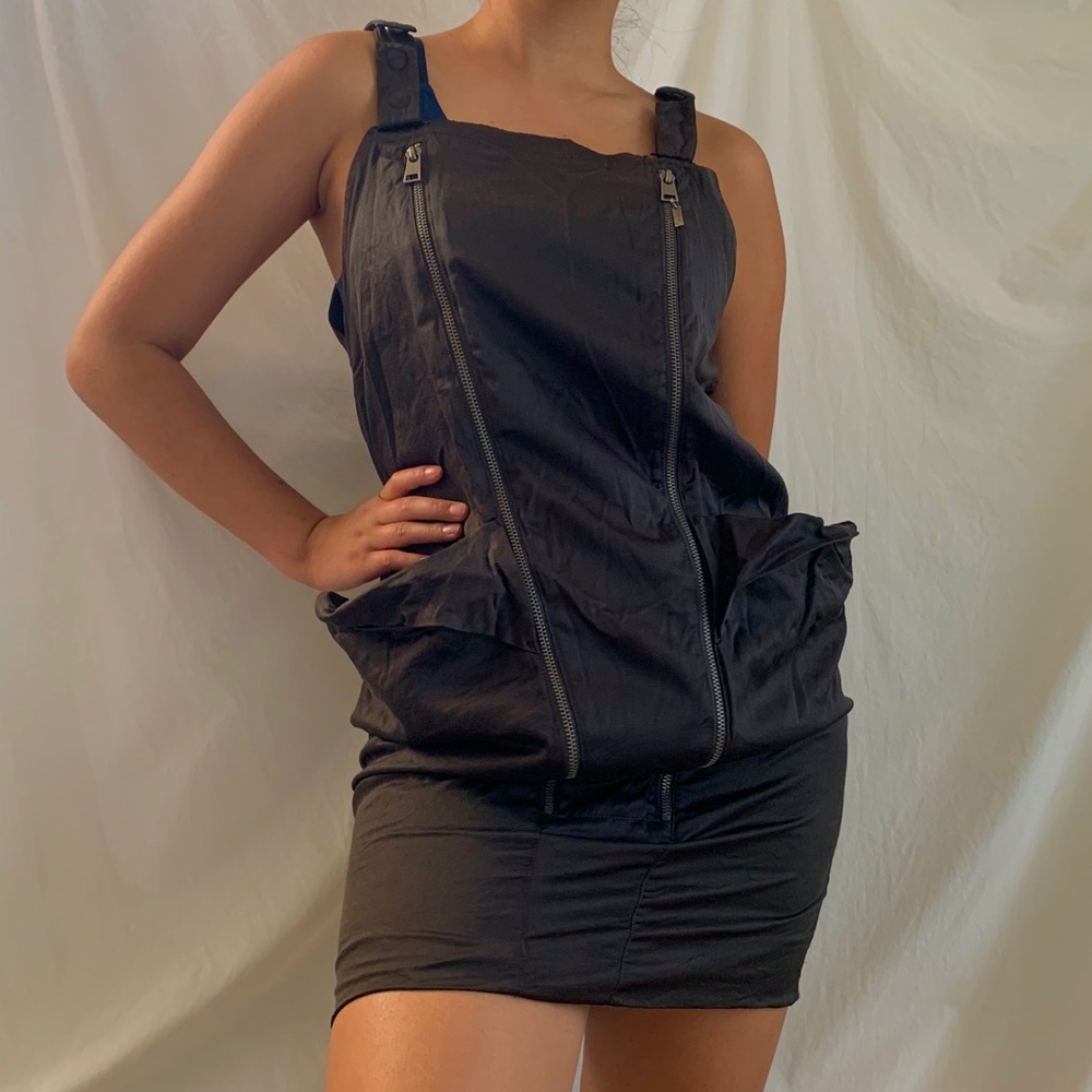 ✨EDGY CUTE GRAY GREEN DIESEL OVERALL STYLE DRESS✨